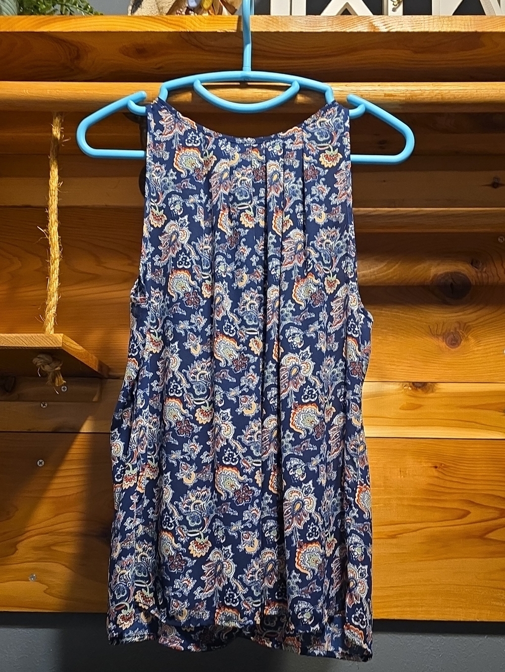 Lucky Brand Navy Paisley Print Tank Top